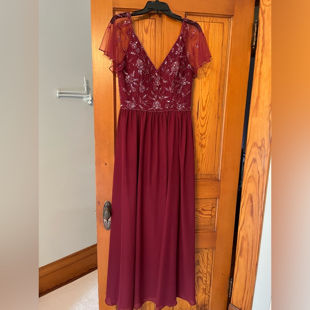 Mother of the Bride Gown (A-line, chiffon, flutter sleeve, size 12)